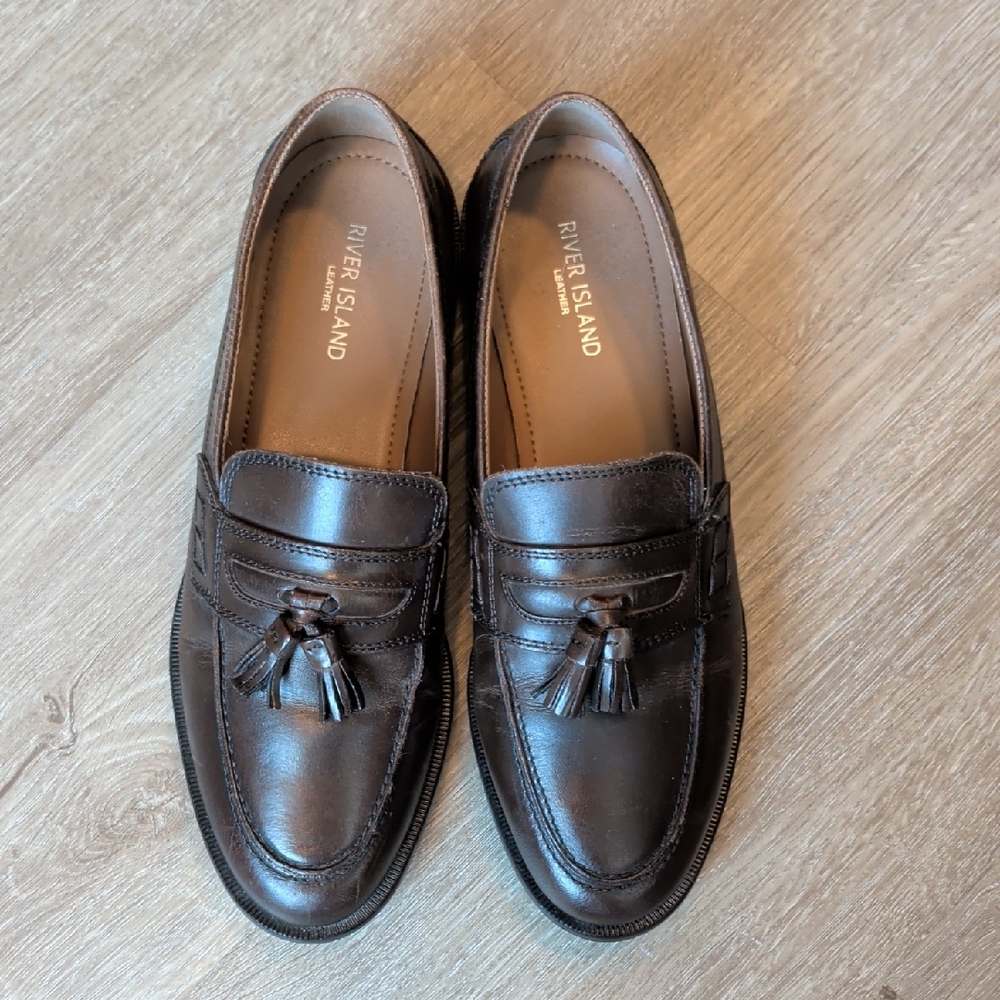 River Island Rich Brown Leather Loafers